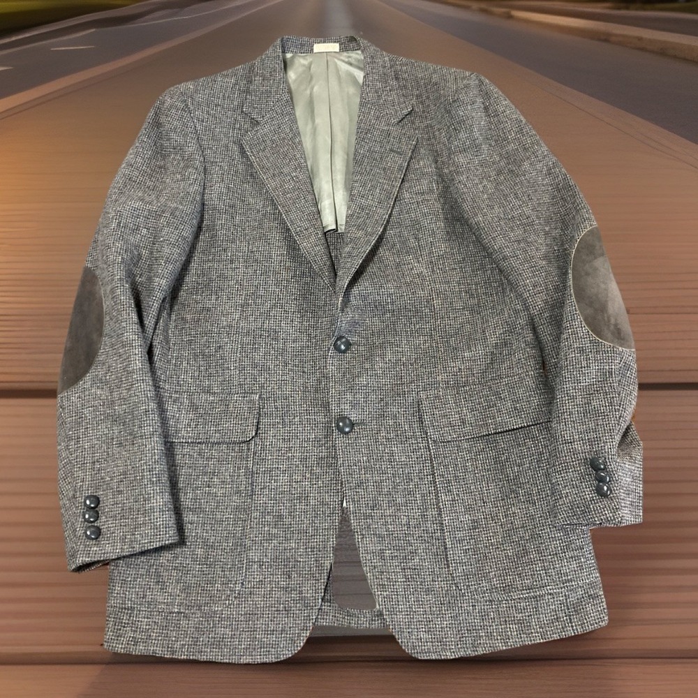 Vintage Christian Brooks Tweed Blazer 41R Elbow Patch Preppy Academia